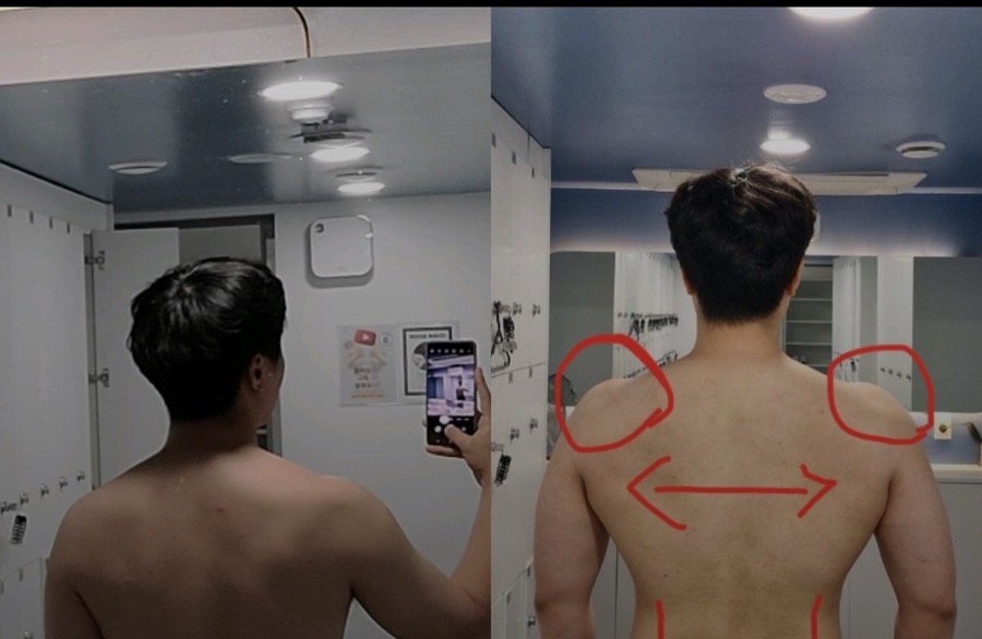 A client's back, before and after training