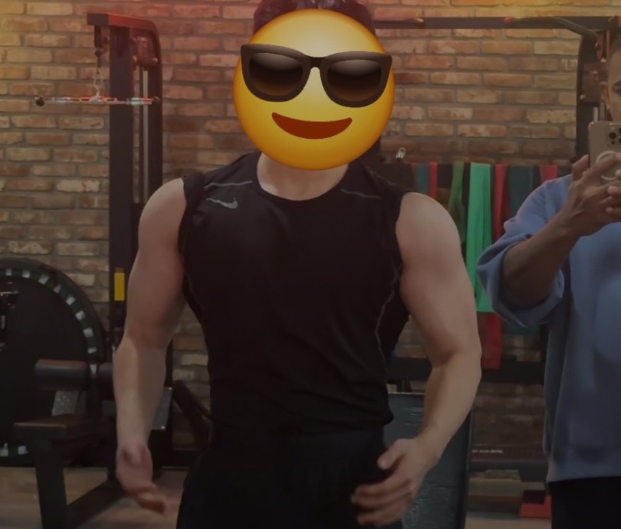 The client showing his progress in the gym